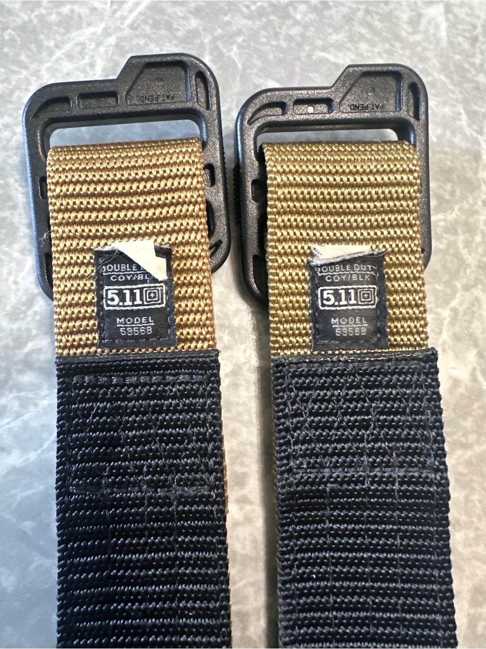 Lot Of 2 5.11 Double Duty TDU ER/Rigger Belt Solid Khaki/Blk 59409 XL 40-42
